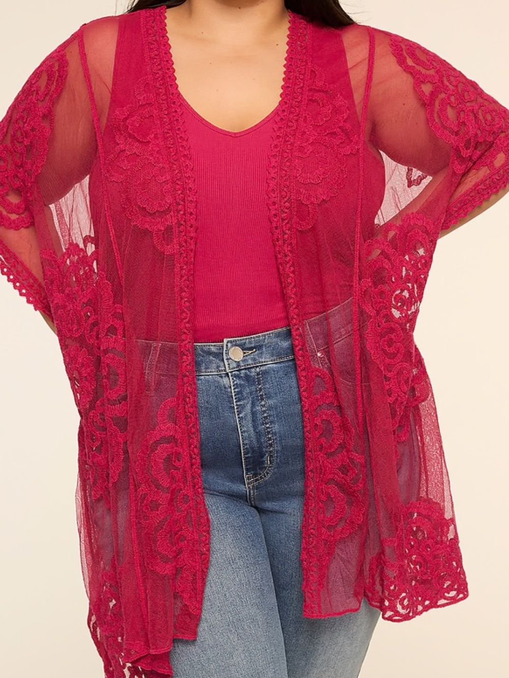 Lane Bryant Open Front Lace Overpiece New